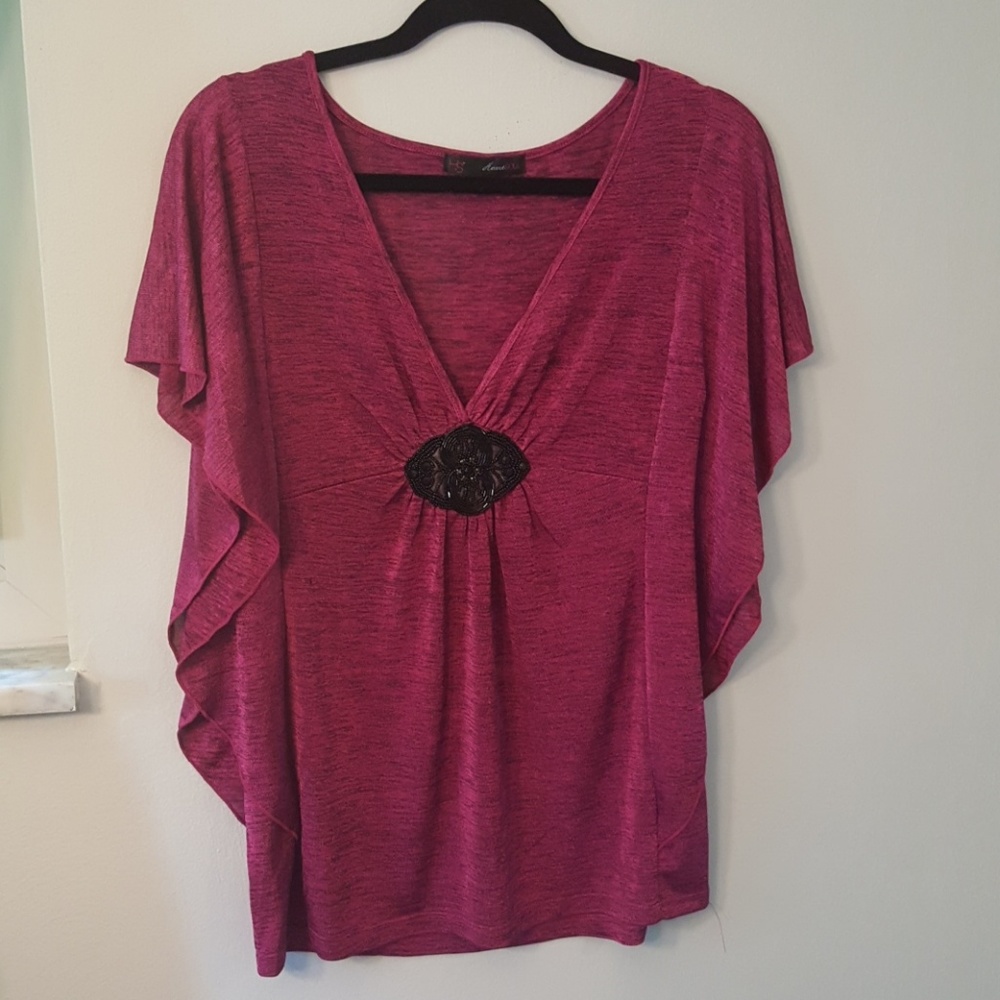 V-neck Top with Embellishment